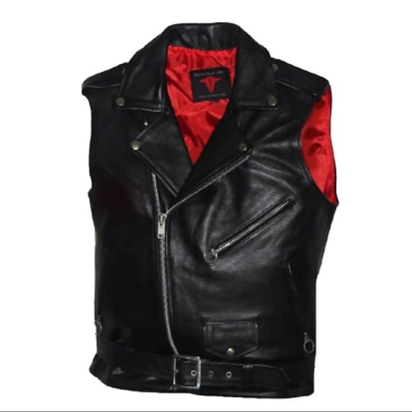 Men's Sleeveless Biker Style Motorcycle Vest - Picture 2 of 4